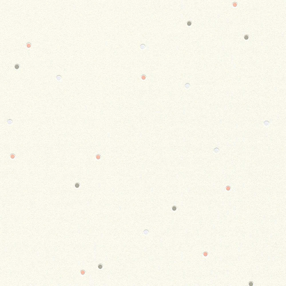             Wallpaper with dots in silver & pink - white
        