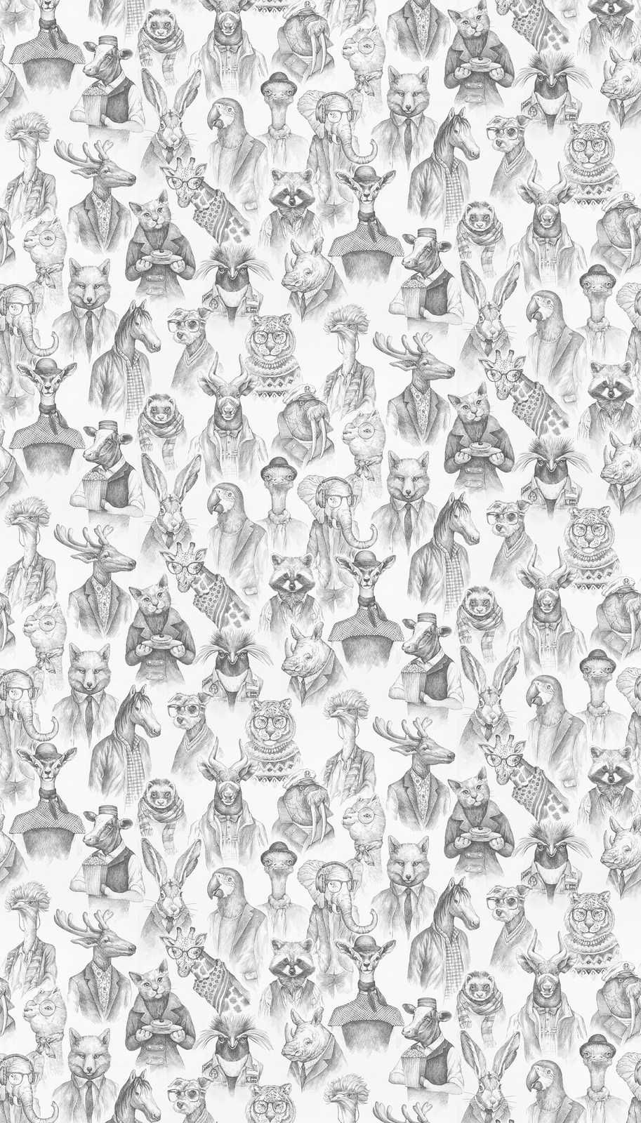             Papier peint intissé Le monde fabuleux des animaux de New-Walls - noir et blanc
        