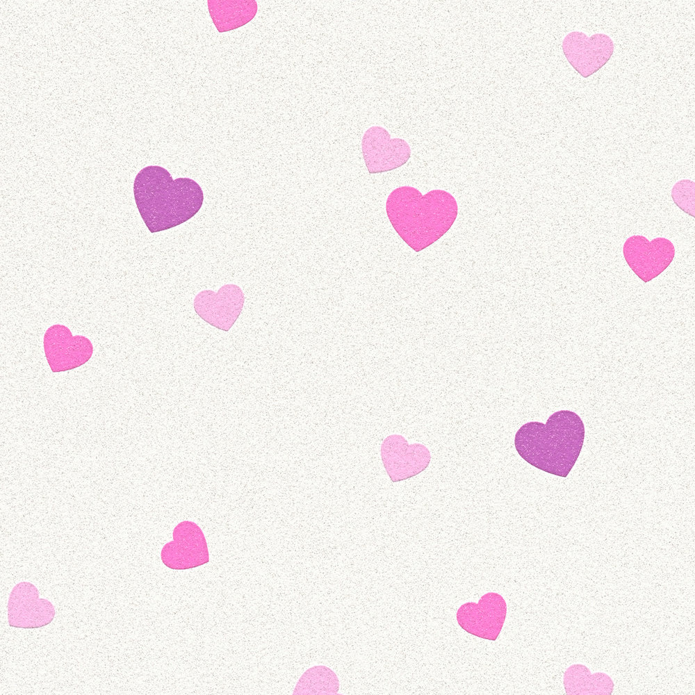             Papier peint cœur avec paillettes dorées pour chambre de fille - violet, crème
        