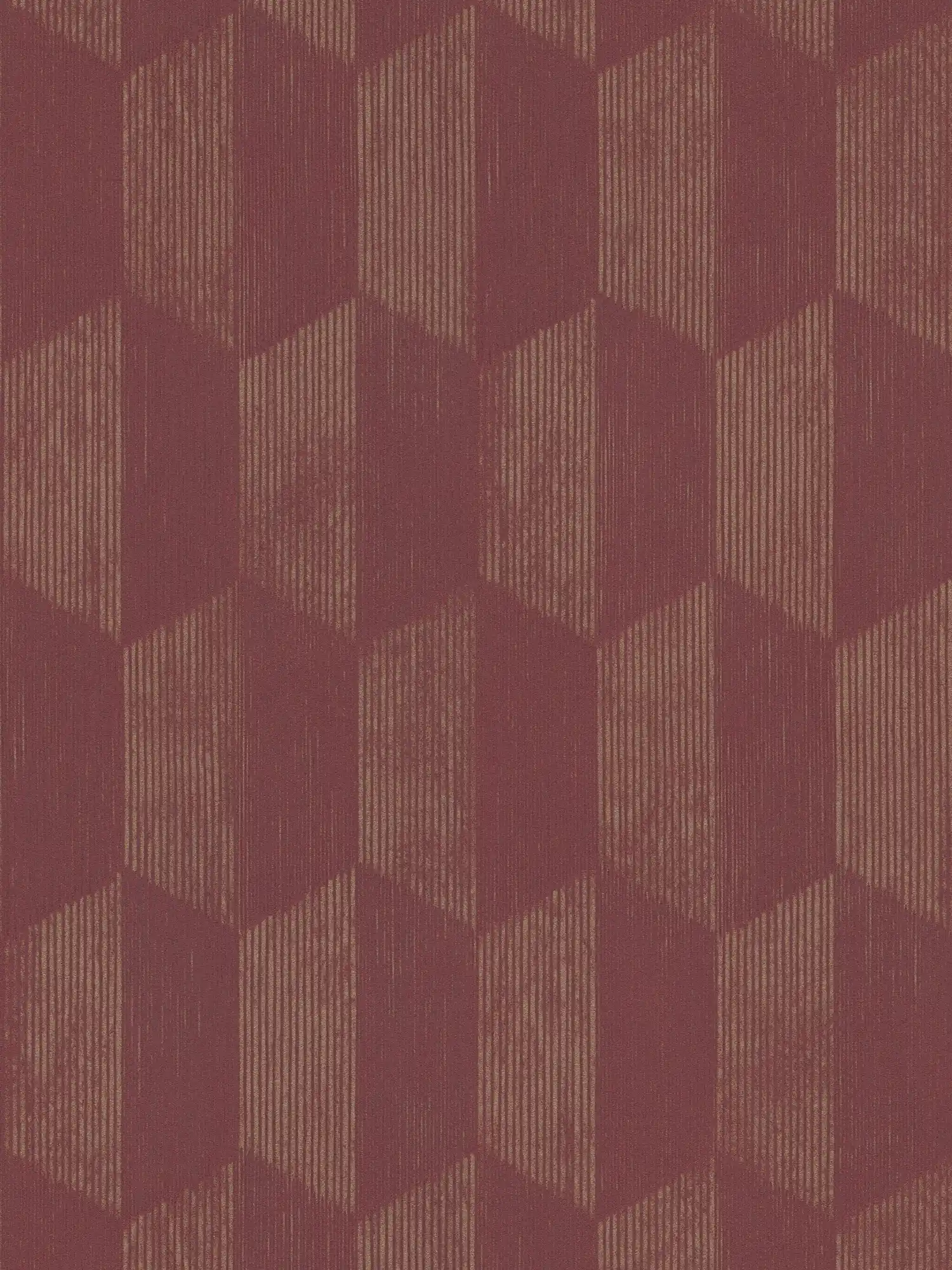 Textured wallpaper with 3D graphic pattern - metallic, red
