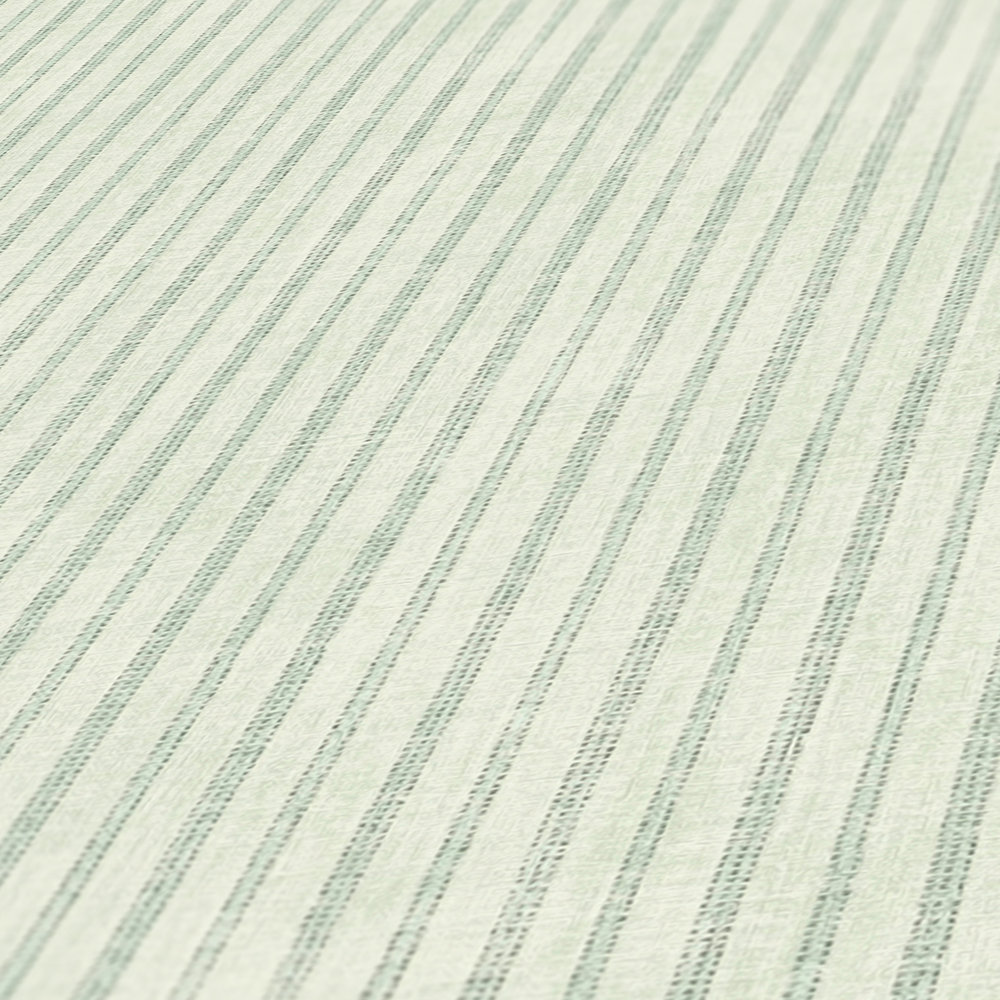             Country house striped wallpaper in vintage style - cream, green
        