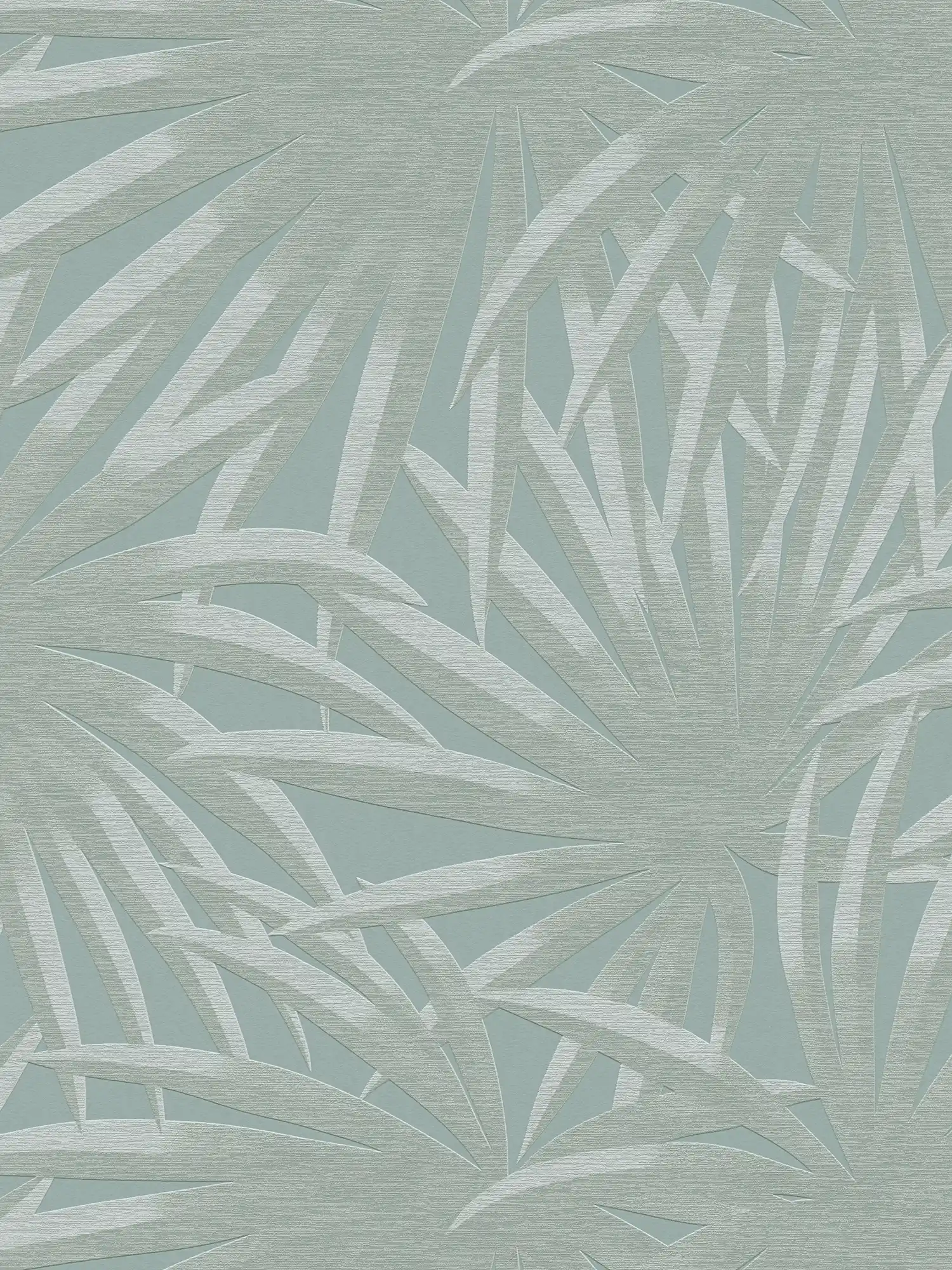 Patterned non-woven wallpaper jungle leaves - mint
