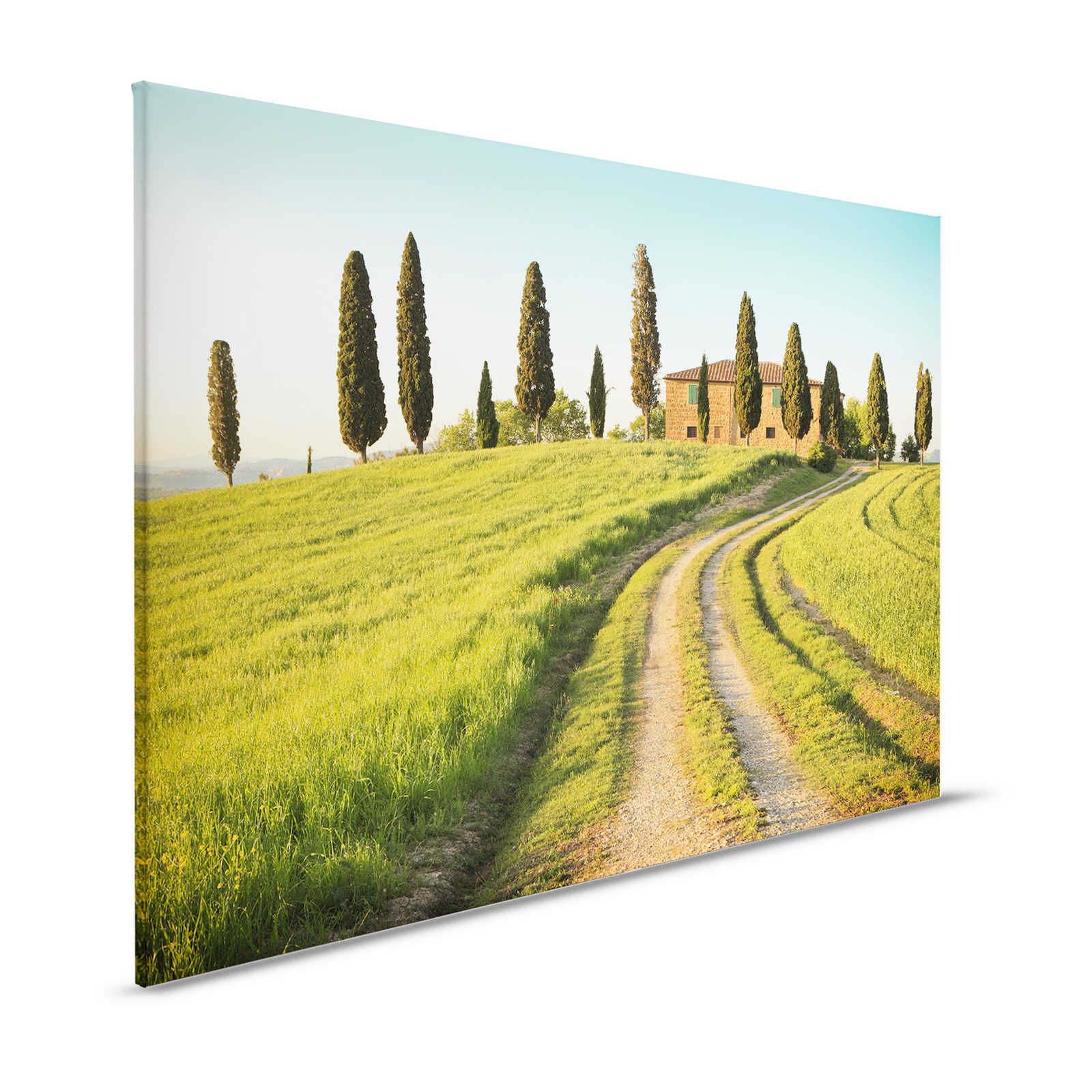 Canvas schilderij Villa met cipressen in Toscane - 1.20 m x 0.80 m
