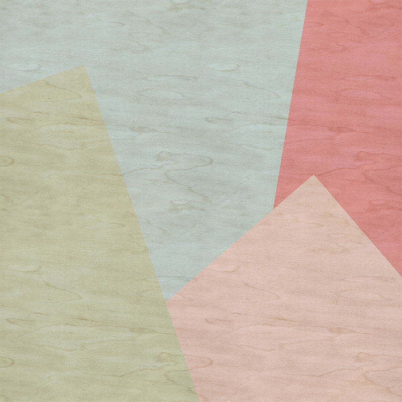 Inaly 2 - Papier peint abstrait coloré à structure contreplaquée - beige, vert | Intissé lisse mat
