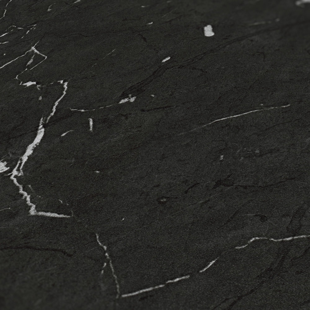             Papier peint marbre noir avec effet argenté - gris, métallique, noir
        