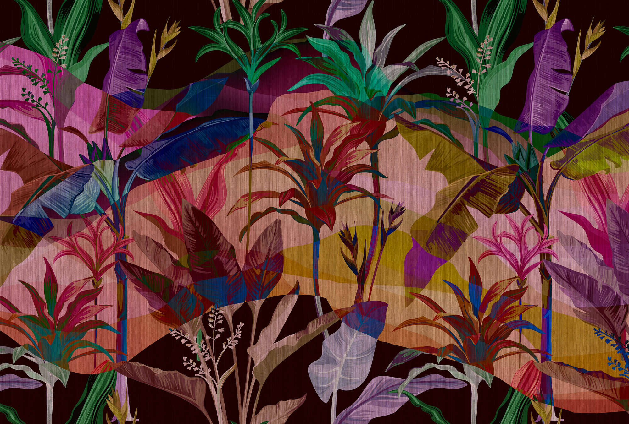             Palmyra 1 - Papier peint jungle feuilles colorées & abstraites
        