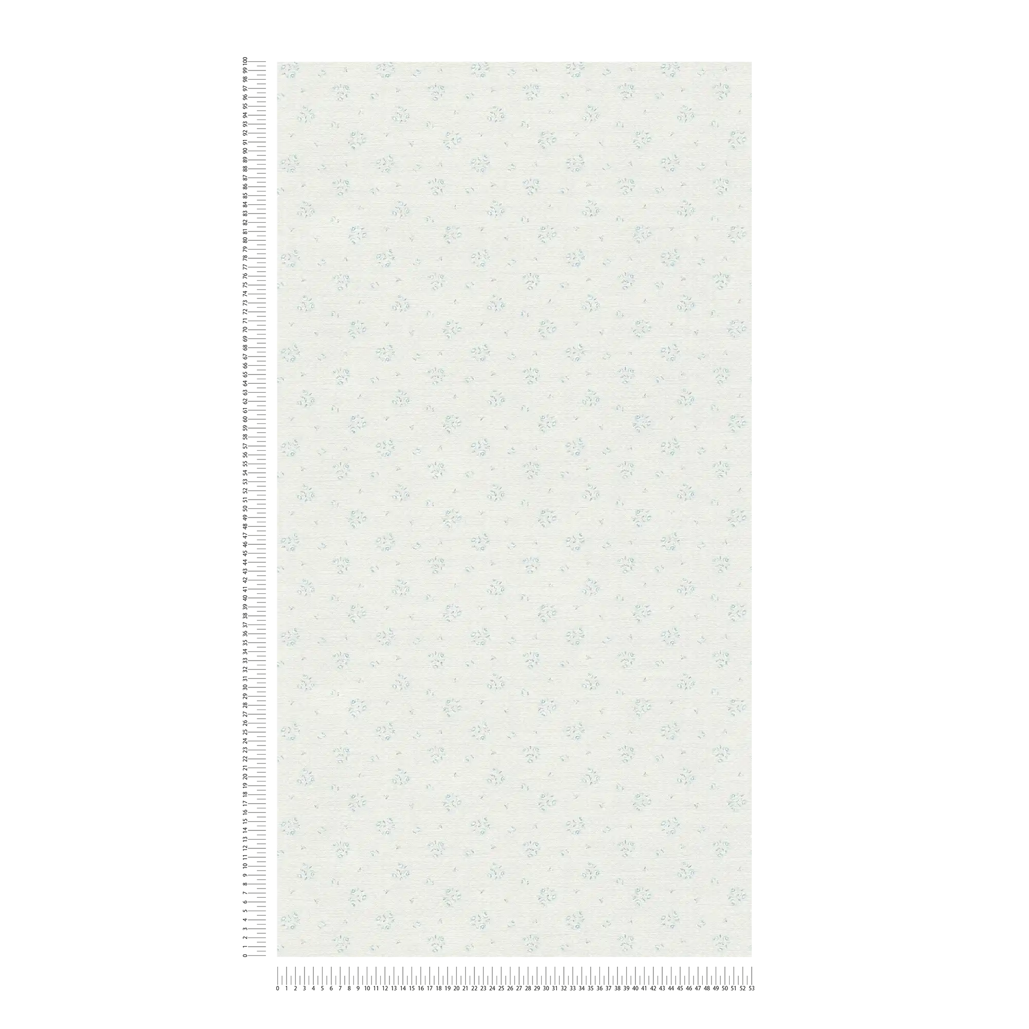             Papier peint champêtre à motifs floraux style shabby chic - gris clair, bleu, blanc
        