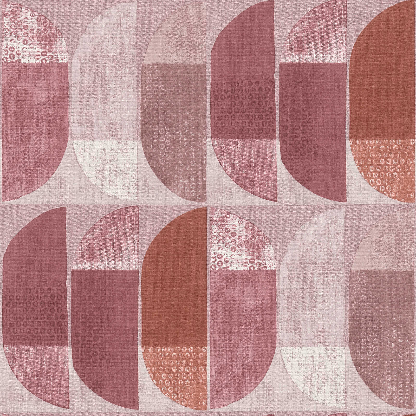 papel pintado de diseño retro en estilo escandinavo - rojo, rosa, beige
