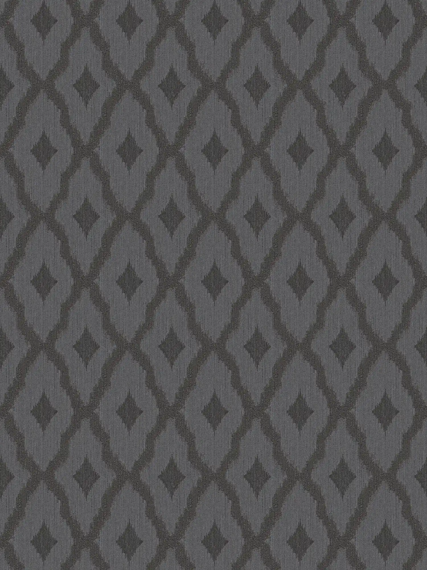 Ikat-stijl patroonbehang met textielstructuur - bruin
