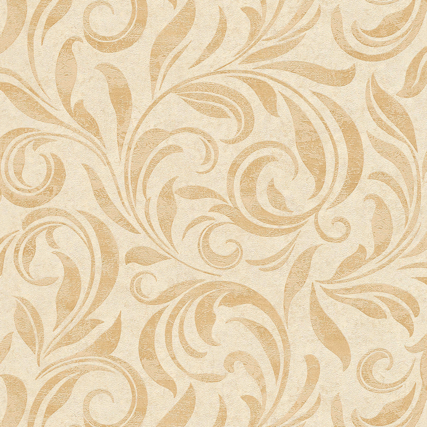 Papier peint motif métallique avec structure & hachures de couleur - beige, crème, métallique
