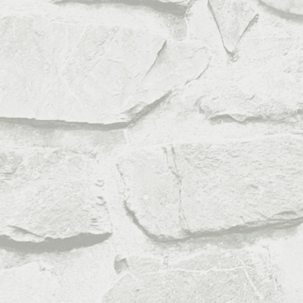            Self-adhesive wallpaper | White stone look with 3D optics - white, grey
        