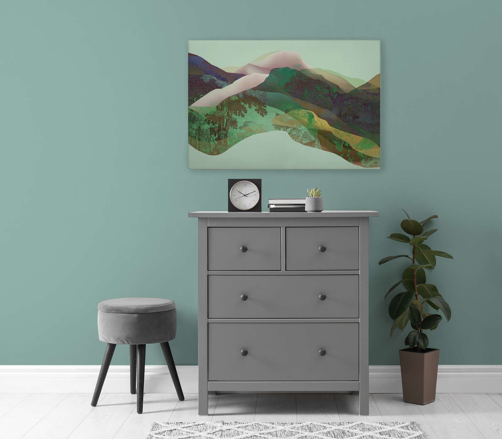             Magic Mountain 3 - Canvas schilderij groene bergen modern design - 0,90 m x 0,60 m
        