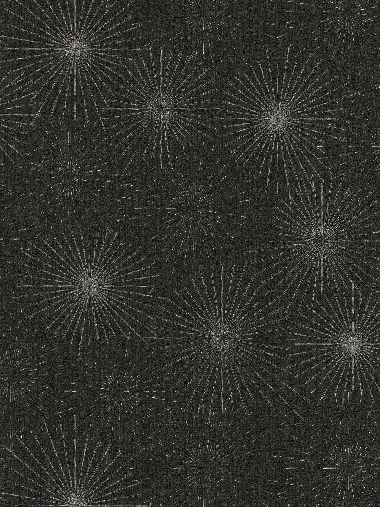 Retro wallpaper 50s starburst motif - black, metallic
