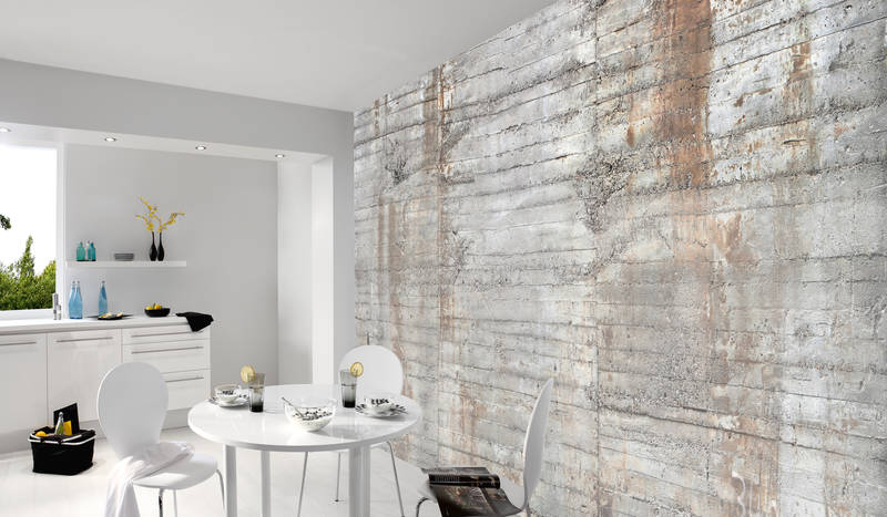             Concrete wall mural rustic reinforced concrete grey brown
        