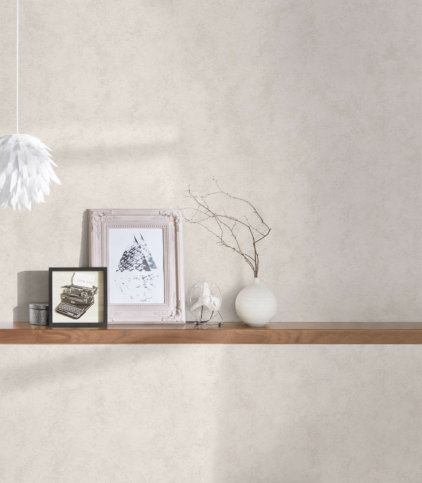             Vintage plaster look non-woven wallpaper with surface texture - beige
        
