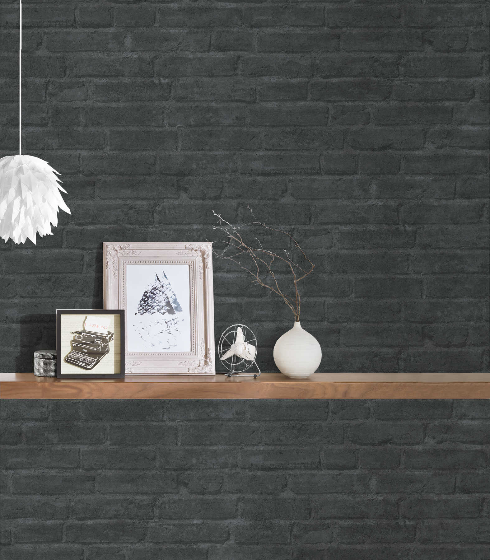             Antraciet steen behang bakstenen muur ontwerp - grijs, zwart, antraciet
        