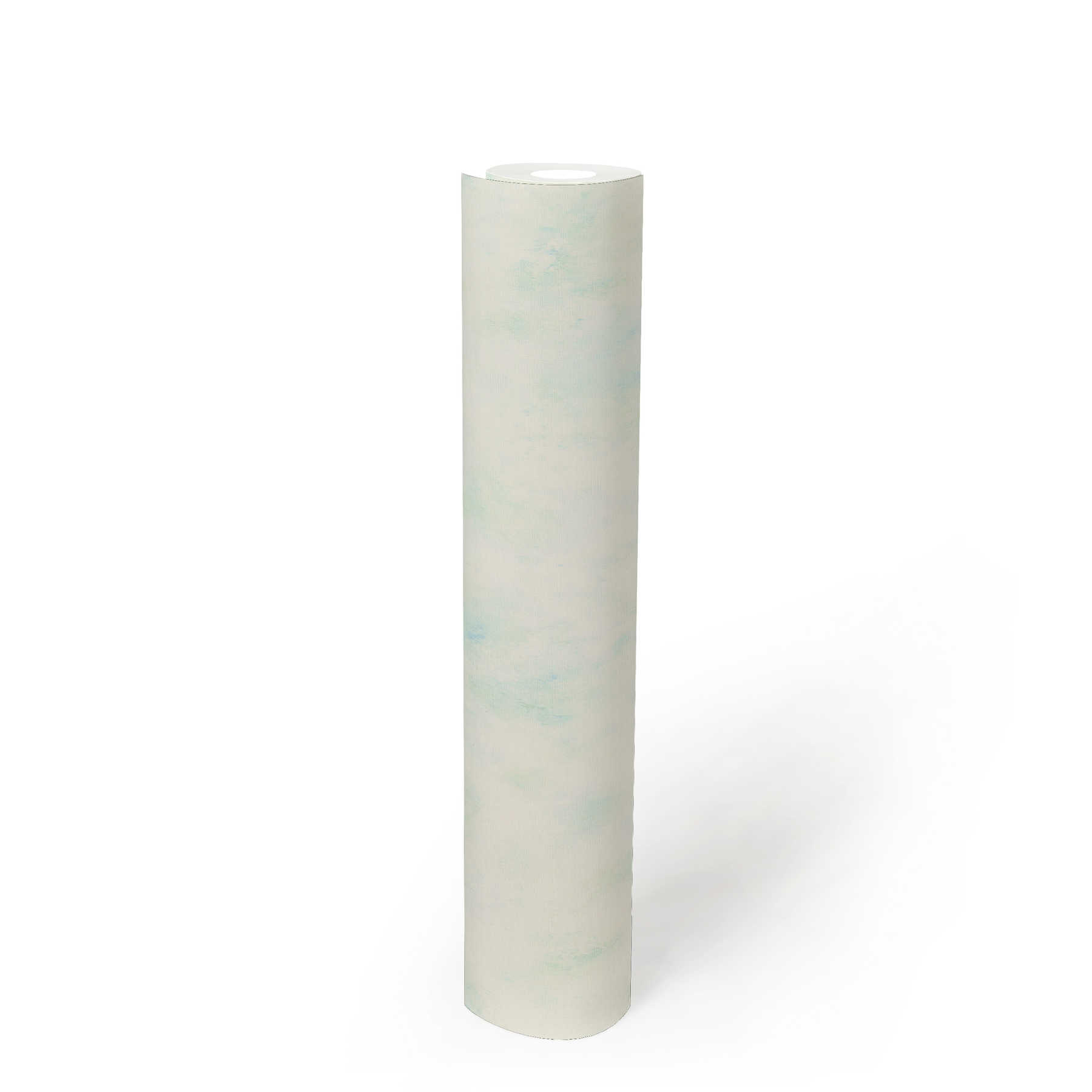             Non-woven wallpaper cream with cloudy colour effect in green
        