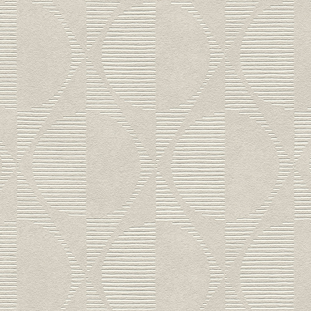             Papel pintado retro con patrón simétrico - beige, gris, crema
        