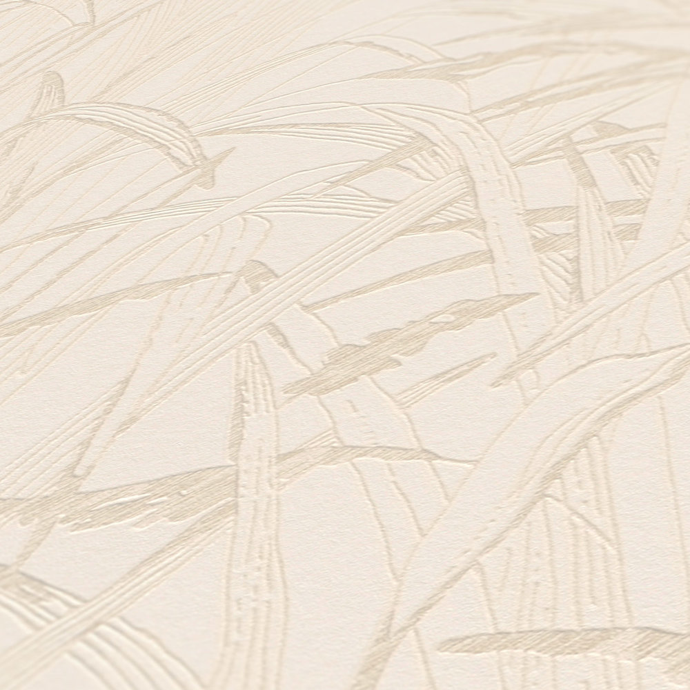             Papier peint naturel feuilles de roseaux avec couleur métallique - beige, crème
        