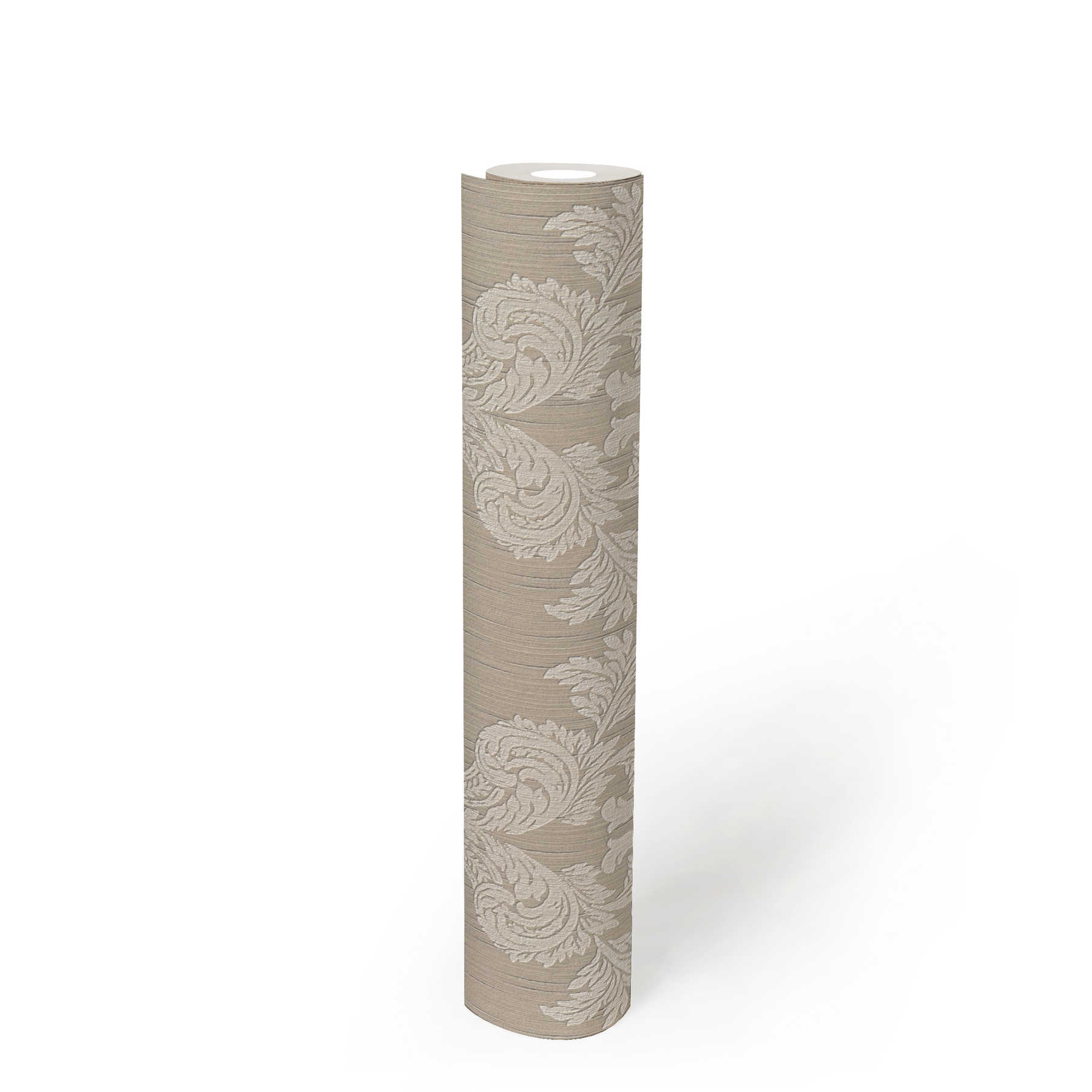             Textile look non-woven wallpaper with structure ornaments - beige
        