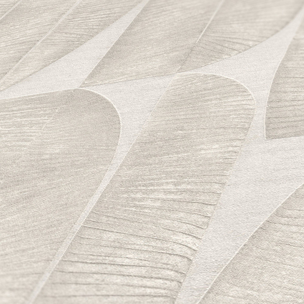             papier peint en papier intissé à motif floral géométrique - gris, beige
        