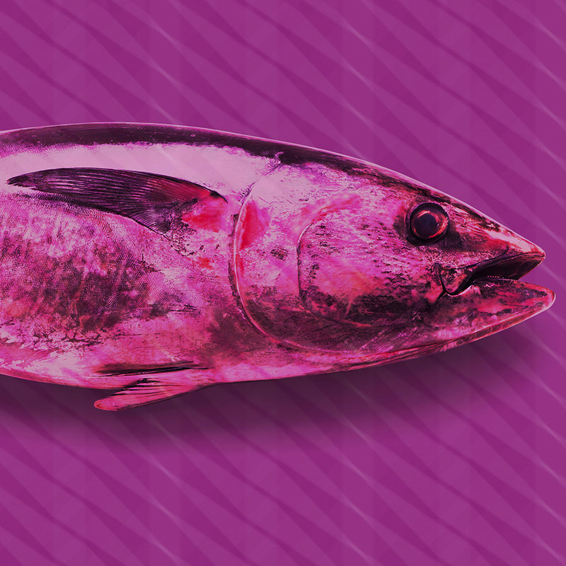 Pop Art Style Tuna Wallpaper - Purple, Pink, Red - Matt Smooth Non-woven

