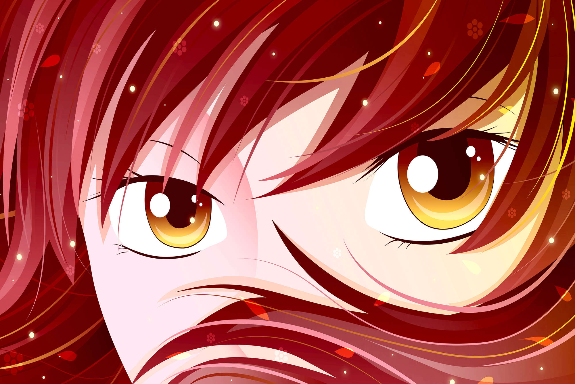             Manga photo wallpaper redhead girl on textured non-woven
        