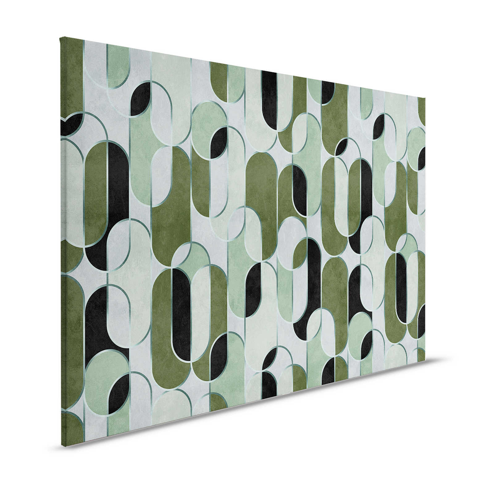 Ritz 4 - Green Canvas Painting 50s Retro Décor with Silver Accent - 1.20 m x 0.80 m
