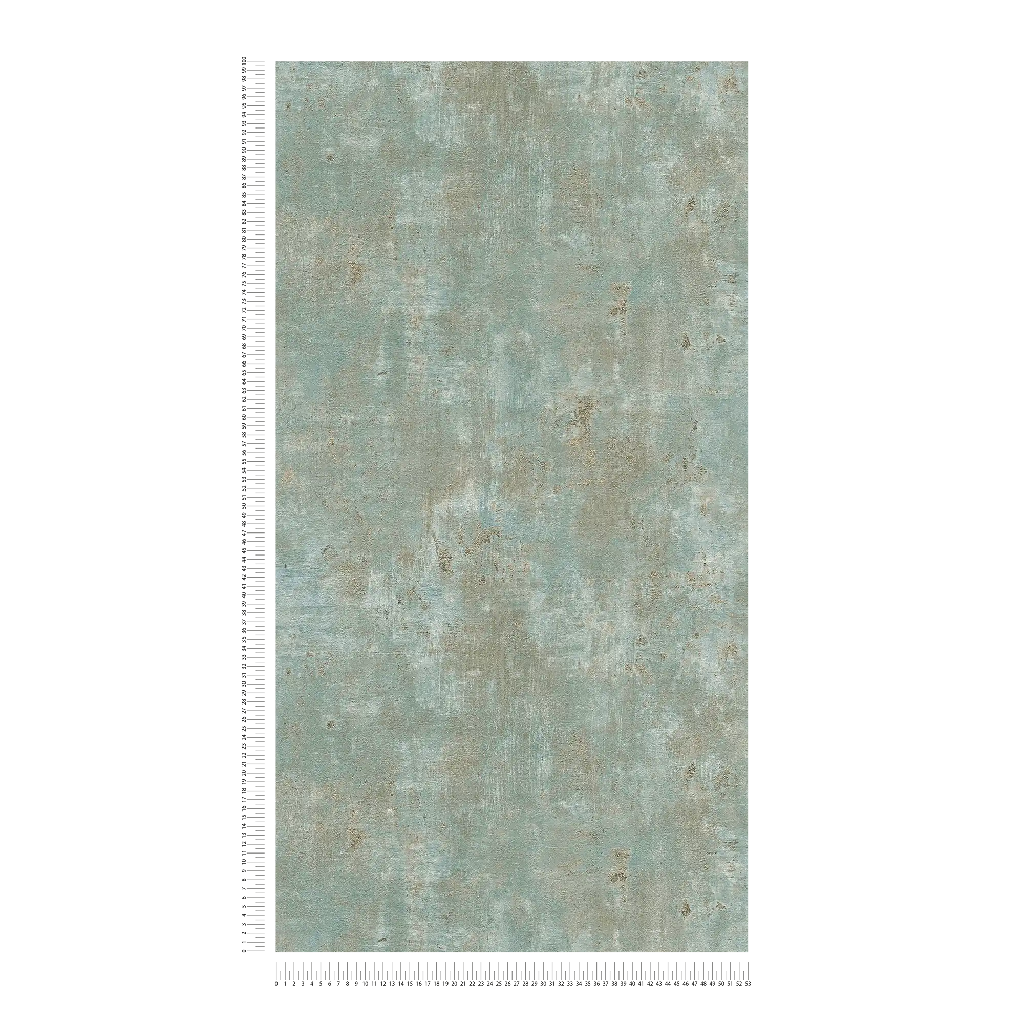             Non-woven wallpaper in rust look with accents - green, blue, gold
        