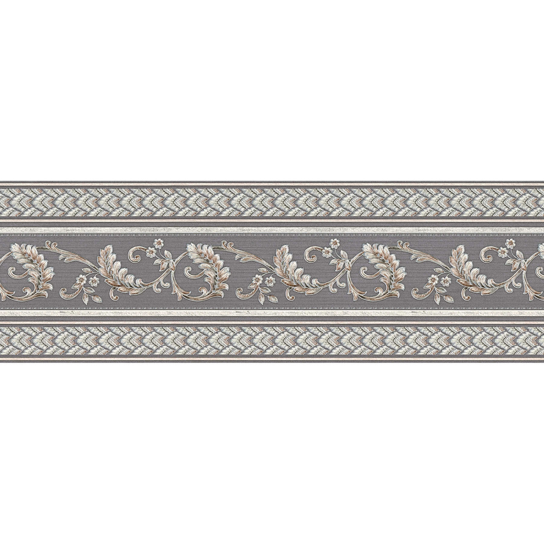         Opulent ornament wallpaper border with metallic colours - Metallic
    
