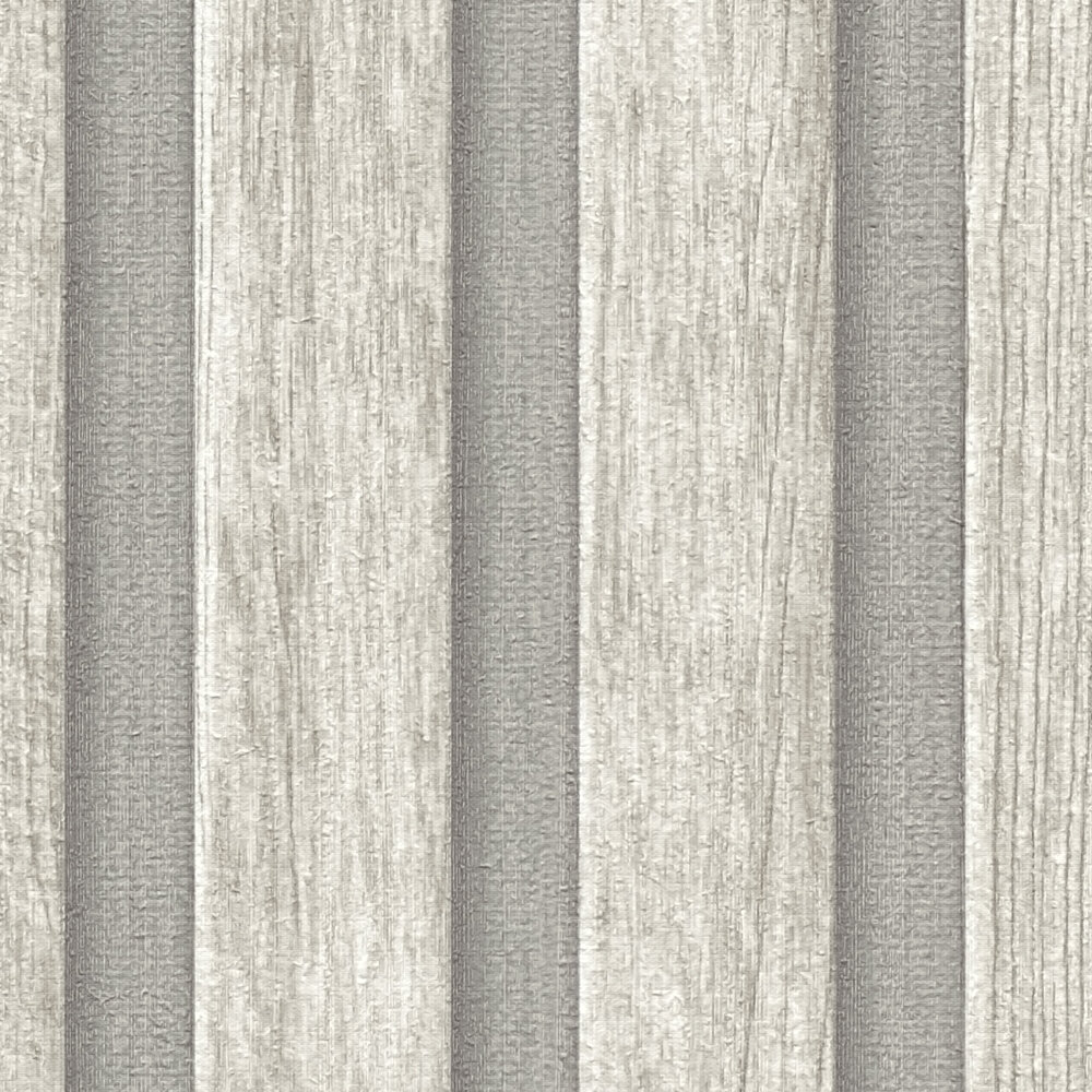             Non-woven wallpaper with wood panel pattern - grey, cream
        
