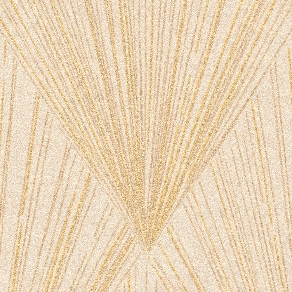             Papel pintado con motivos dorados en el nuevo estilo Art Deco - Beige, Metálico
        