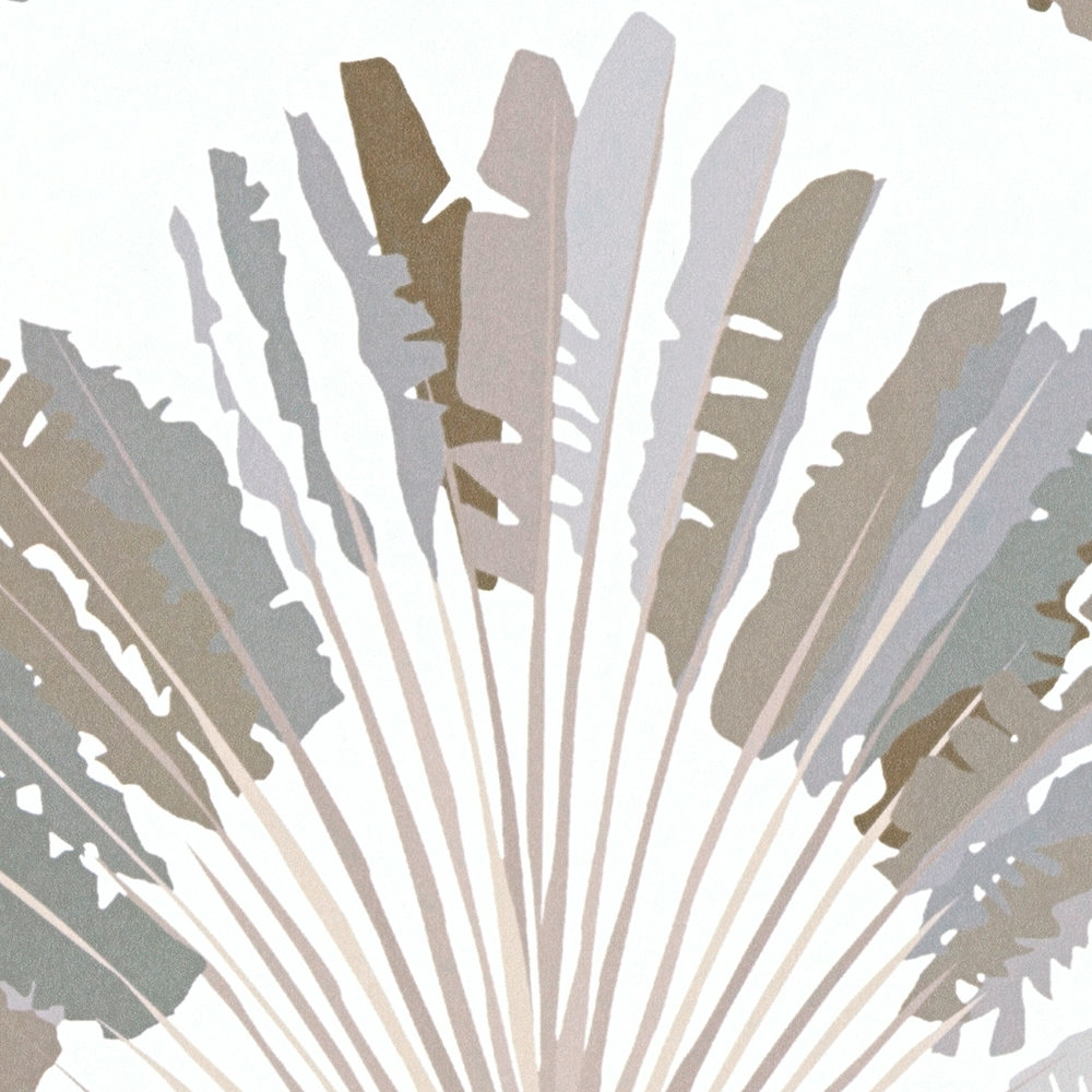             Papier peint Gris Beige avec motif de palmiers & Block Design - gris, blanc, marron
        