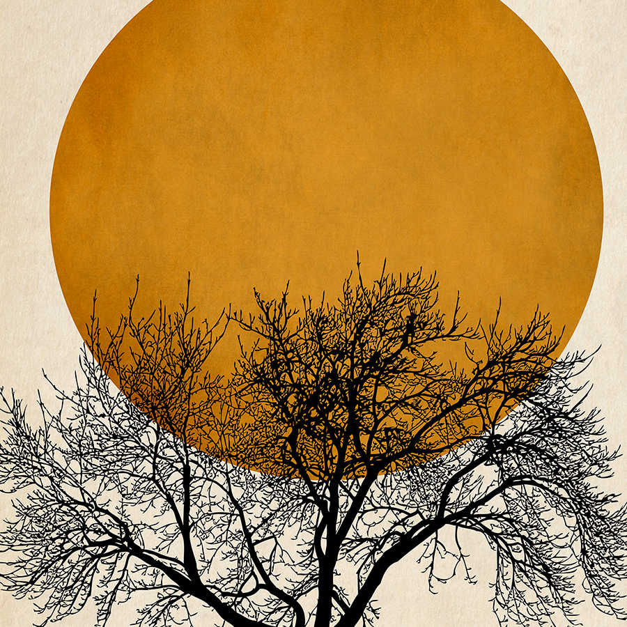         Photo wallpaper tree crown shadow cut with gold sun
    