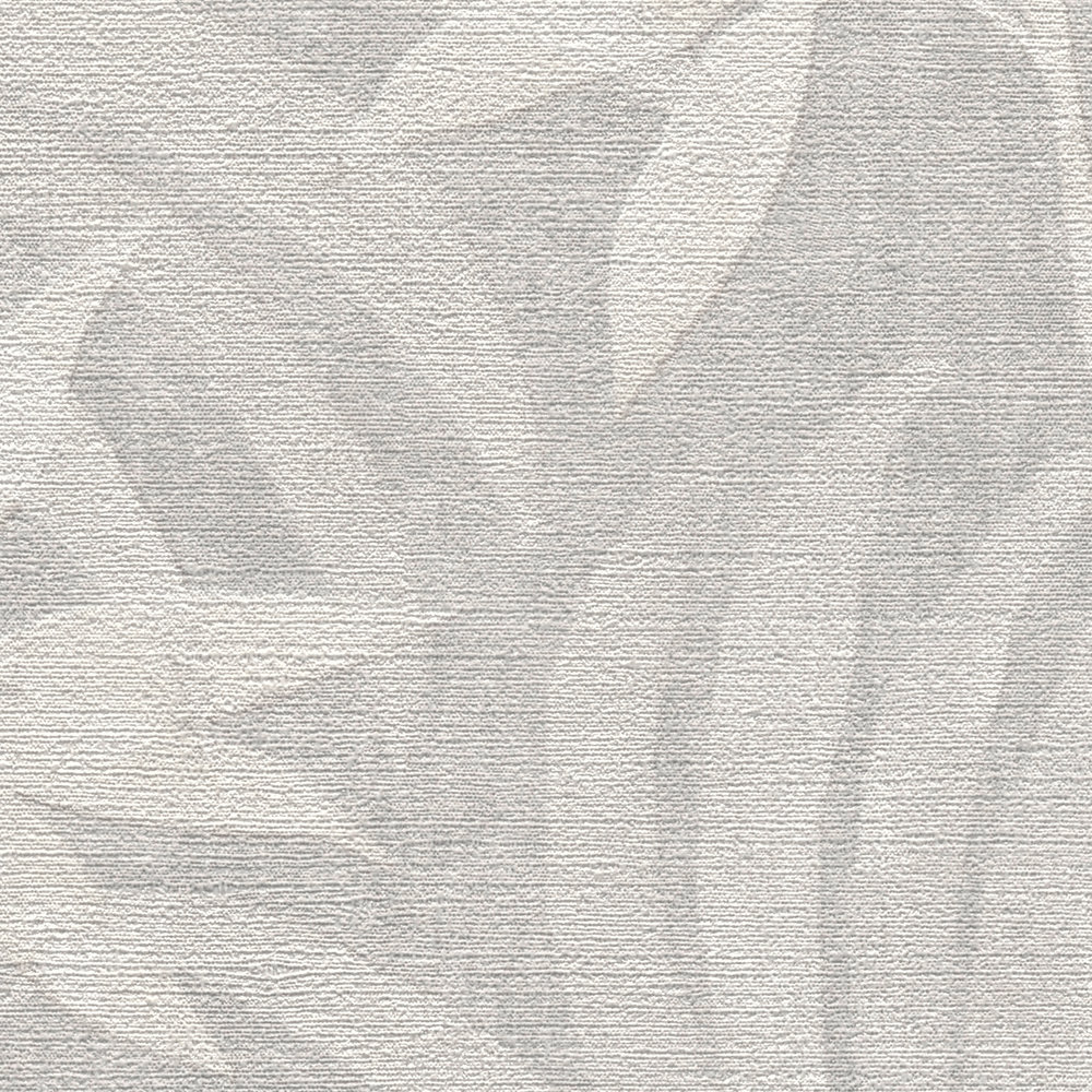             Linen optics wallpaper jungle leaves & flowers - beige, grey
        