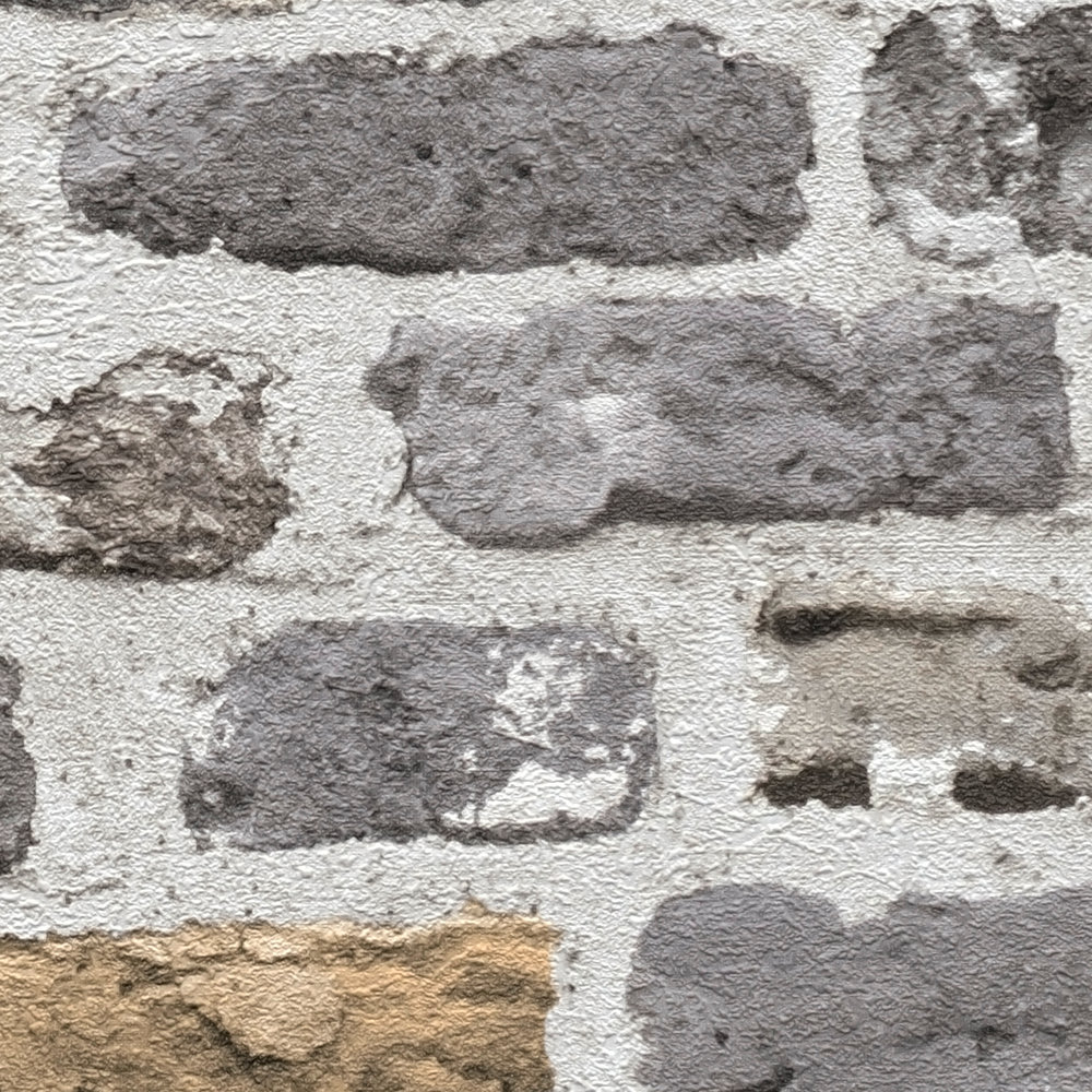             mur de briques papier peint gris avec motif 3D - gris
        