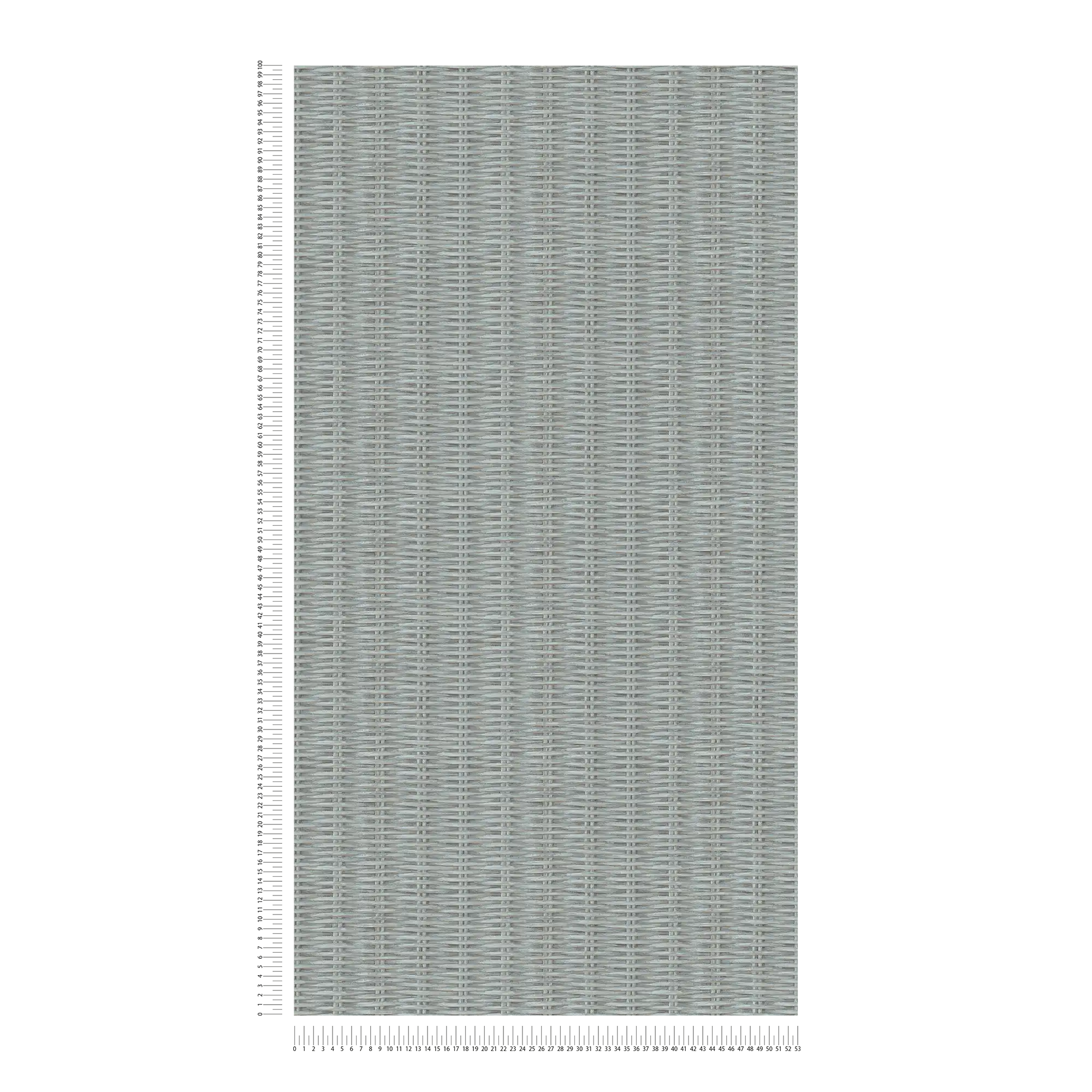             Non-woven wallpaper rattan motif - blue, grey, green
        
