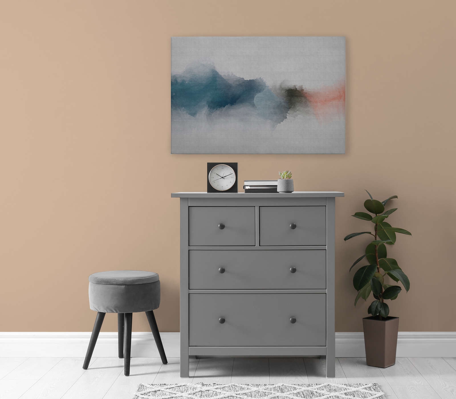             Daydream 1 - Pintura minimalista en lienzo estilo acuarela - Textura de lino natural - 0,90 m x 0,60 m
        