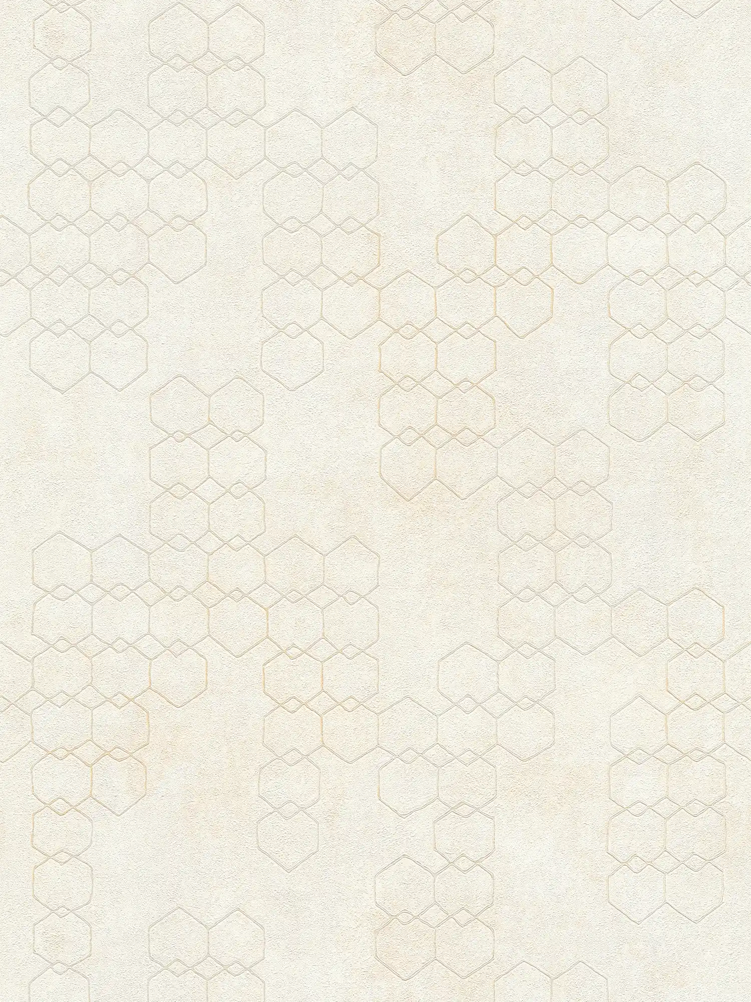Carta da parati con motivi geometrici in stile industriale - crema, grigio, bianco
