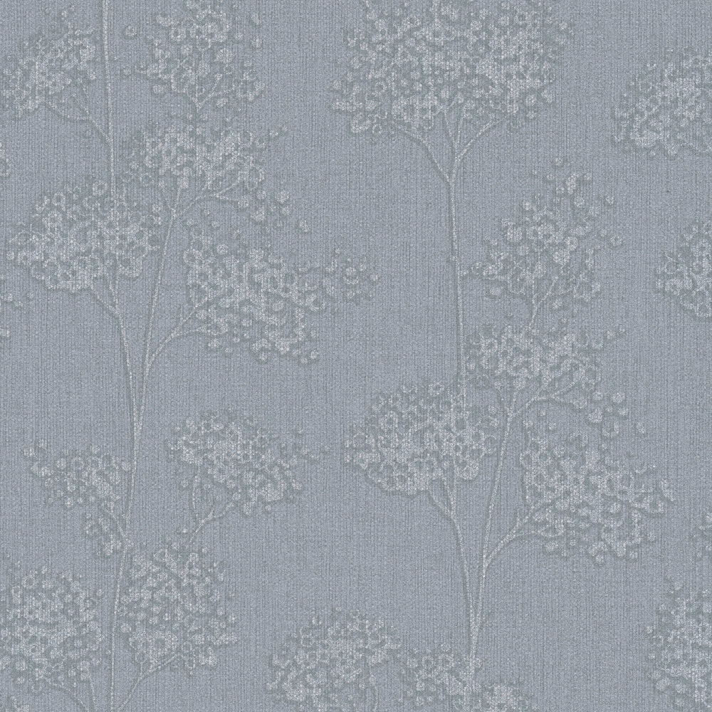             Wallpaper nature pattern with linen & metallic effect - grey, metallic
        