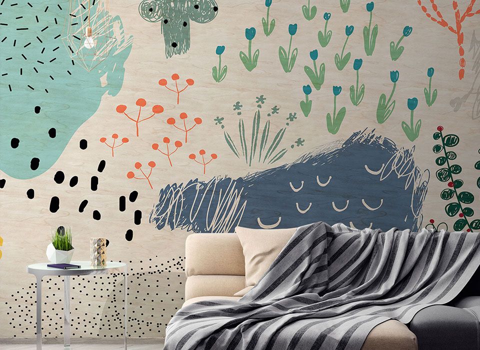 Colorful nursery wallpaper with exciting pattern
