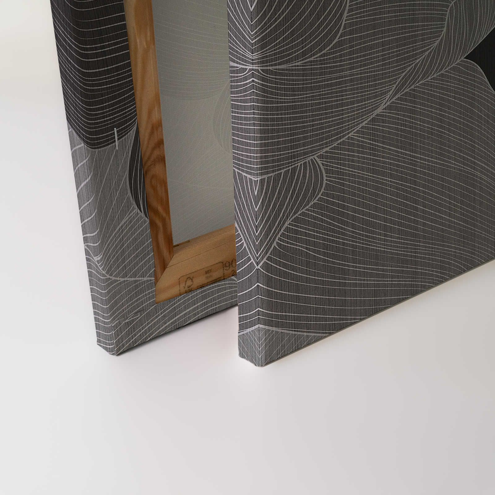             Secret Place 1 - Quadro su tela monocromatica Fiori, nero e grigio - 0,90 m x 0,60 m
        