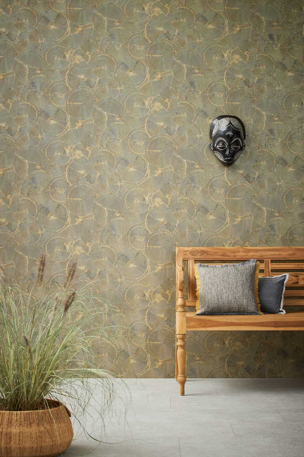             Pattern wallpaper modern plaster look with gold - beige, metallic, black
        