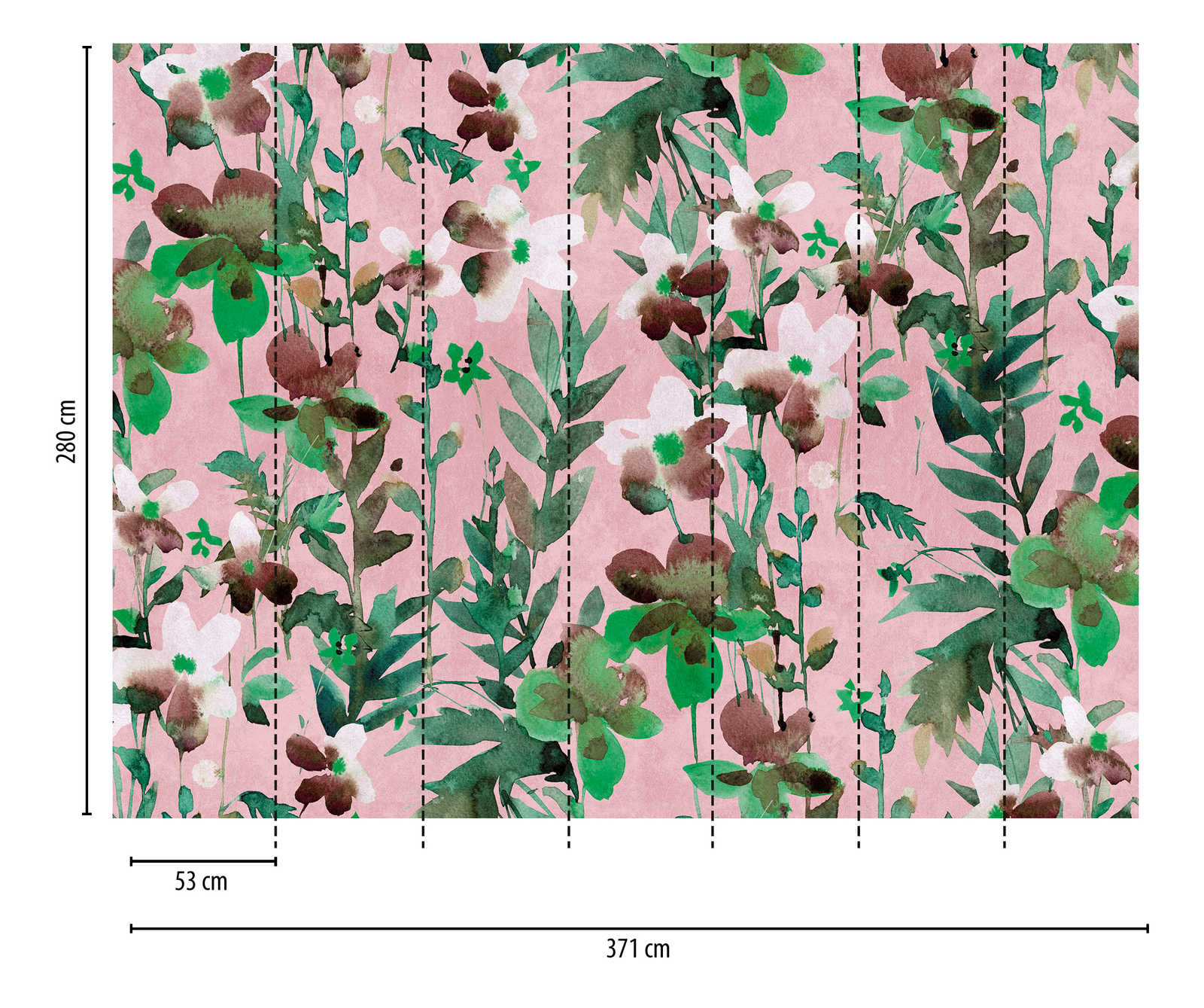            Nieuw behang - bloemen aquarel motief behang, roze & groen
        