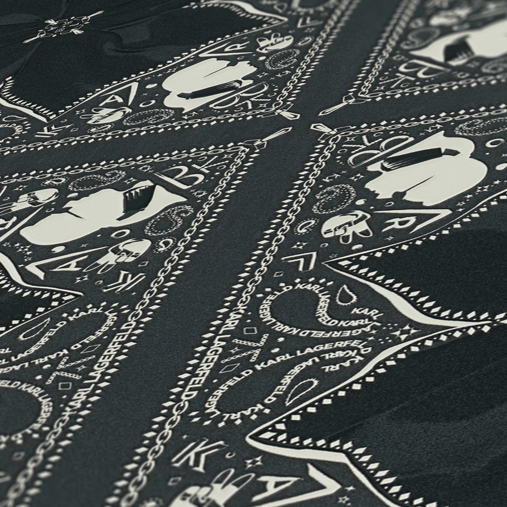             Karl LAGERFELD Wallpaper Tie & Doodle Art - Black, White
        