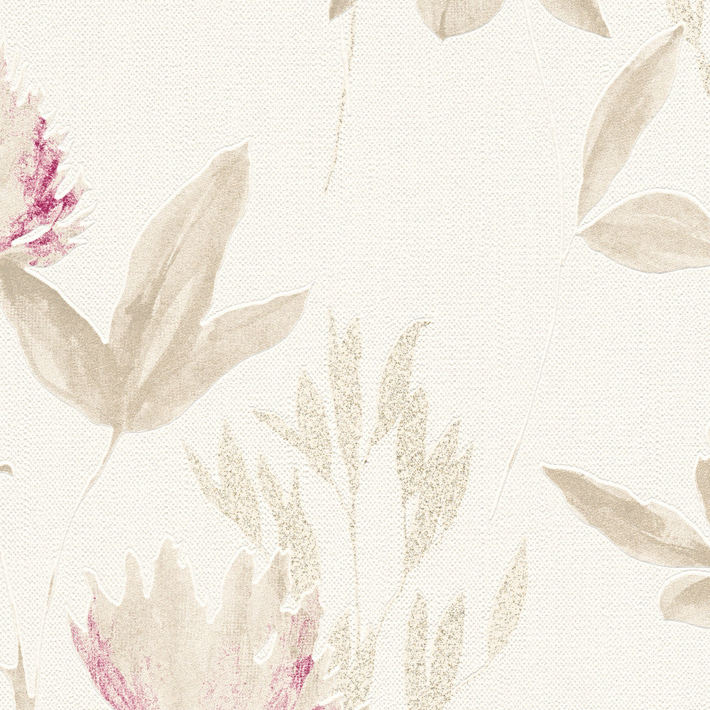             Fleurs abstraites papier peint intissé avec des accents roses - beige, violet
        