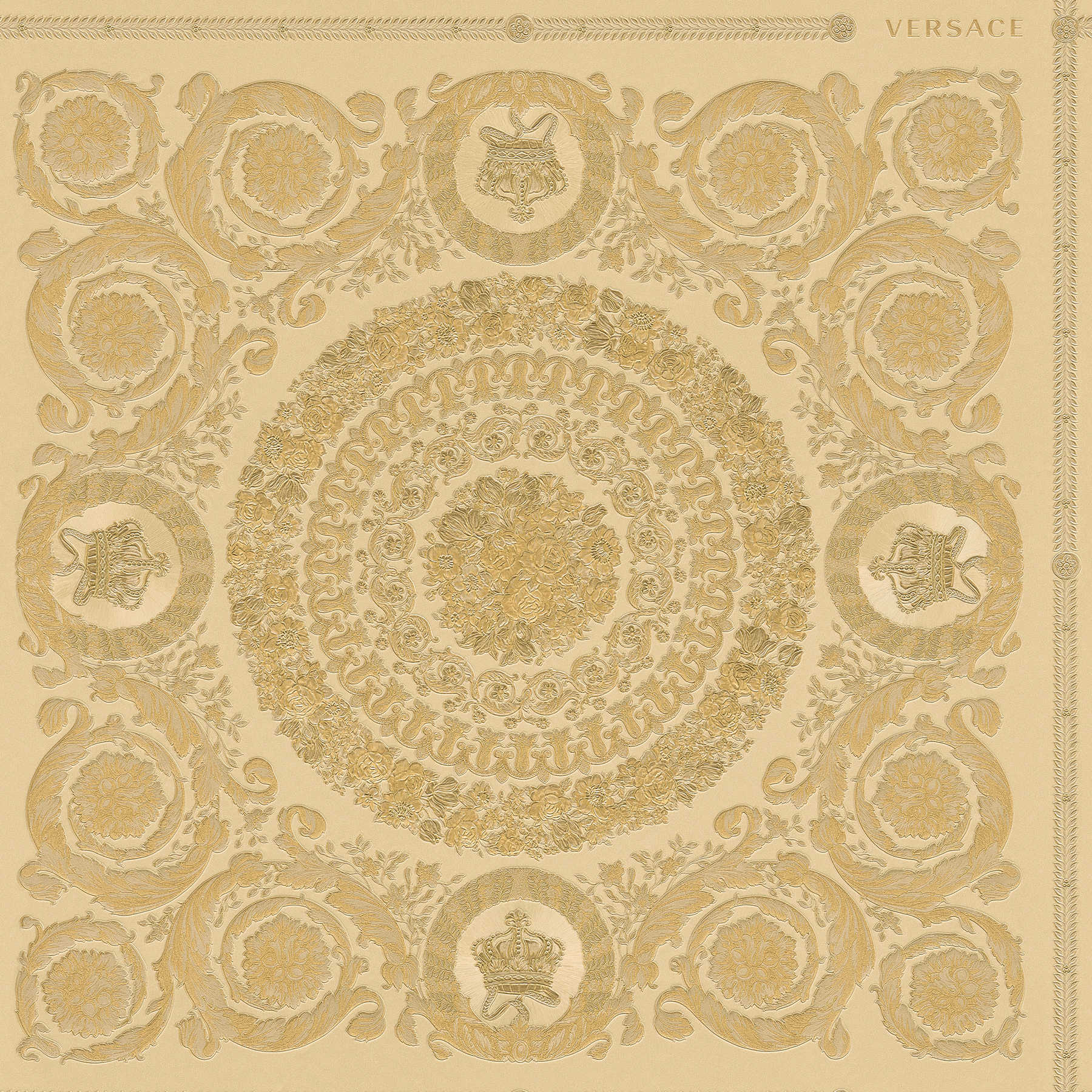         Luxury VERSACE Home wallpaper crowns & roses - gold
    