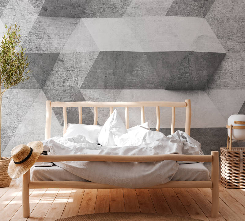             Concrete wall with 3D patterns photo wallpaper - Grey
        