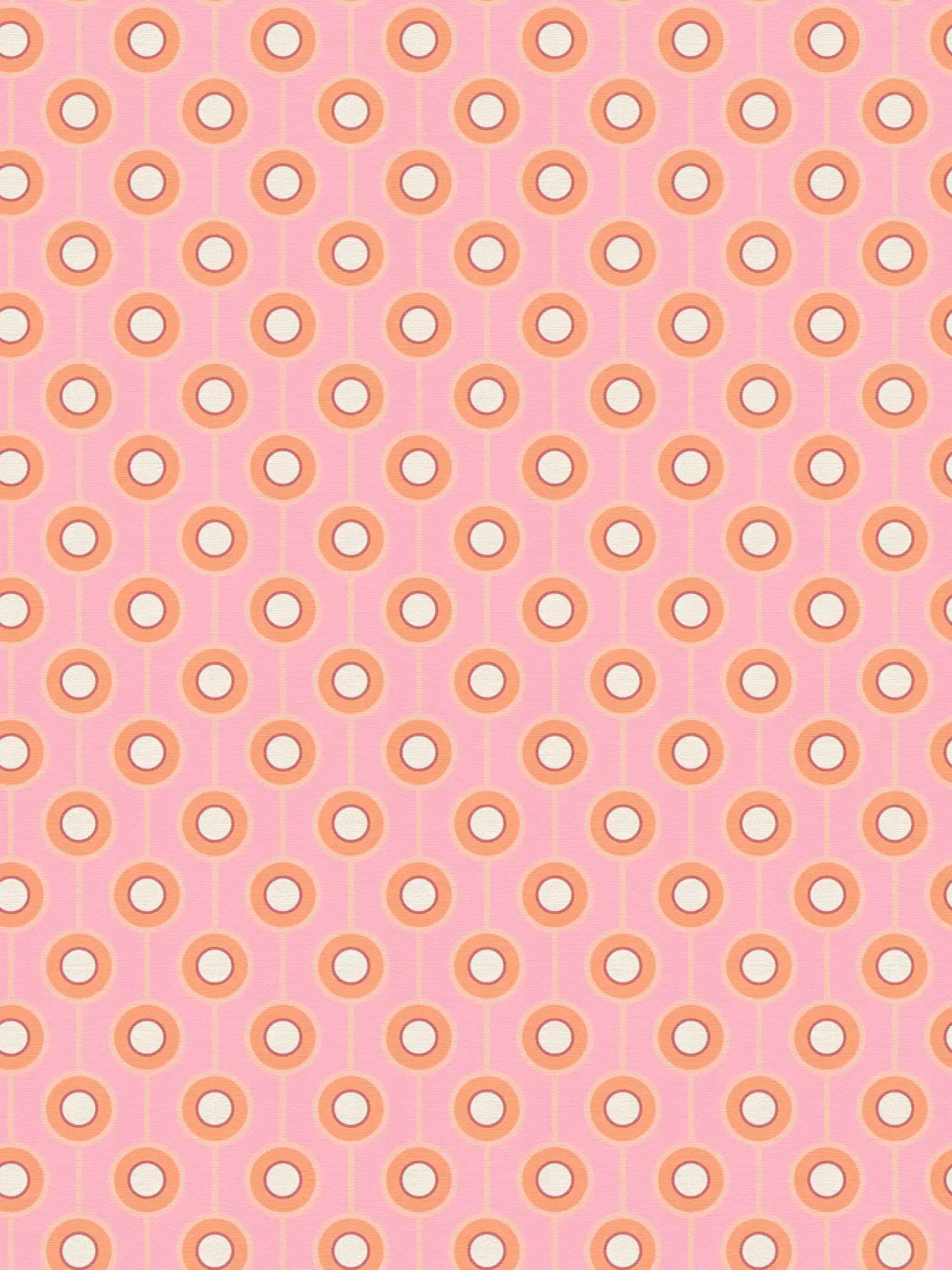 papier peint en papier légèrement structuré avec motifs circulaires - rose, orange, beige
