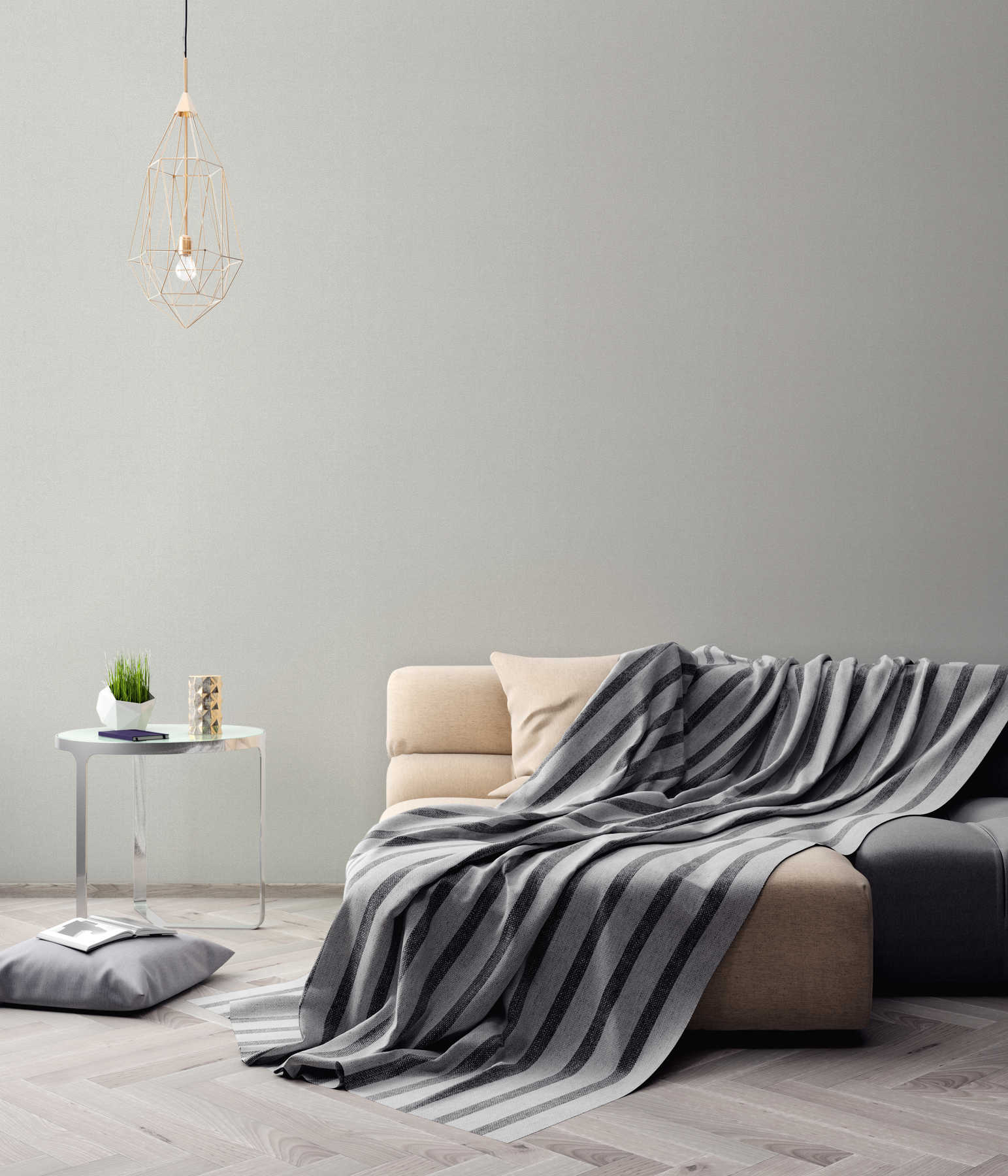             Non-woven wallpaper plain with fibre textured pattern - grey, silver
        